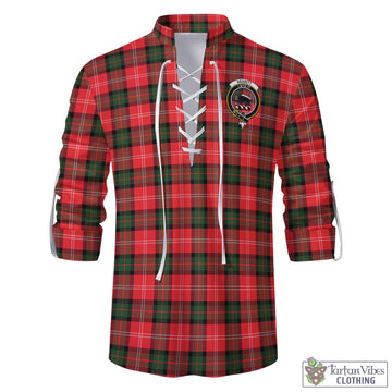 Nesbitt (Nisbet) Tartan Men's Scottish Traditional Jacobite Ghillie Kilt Shirt with Family Crest