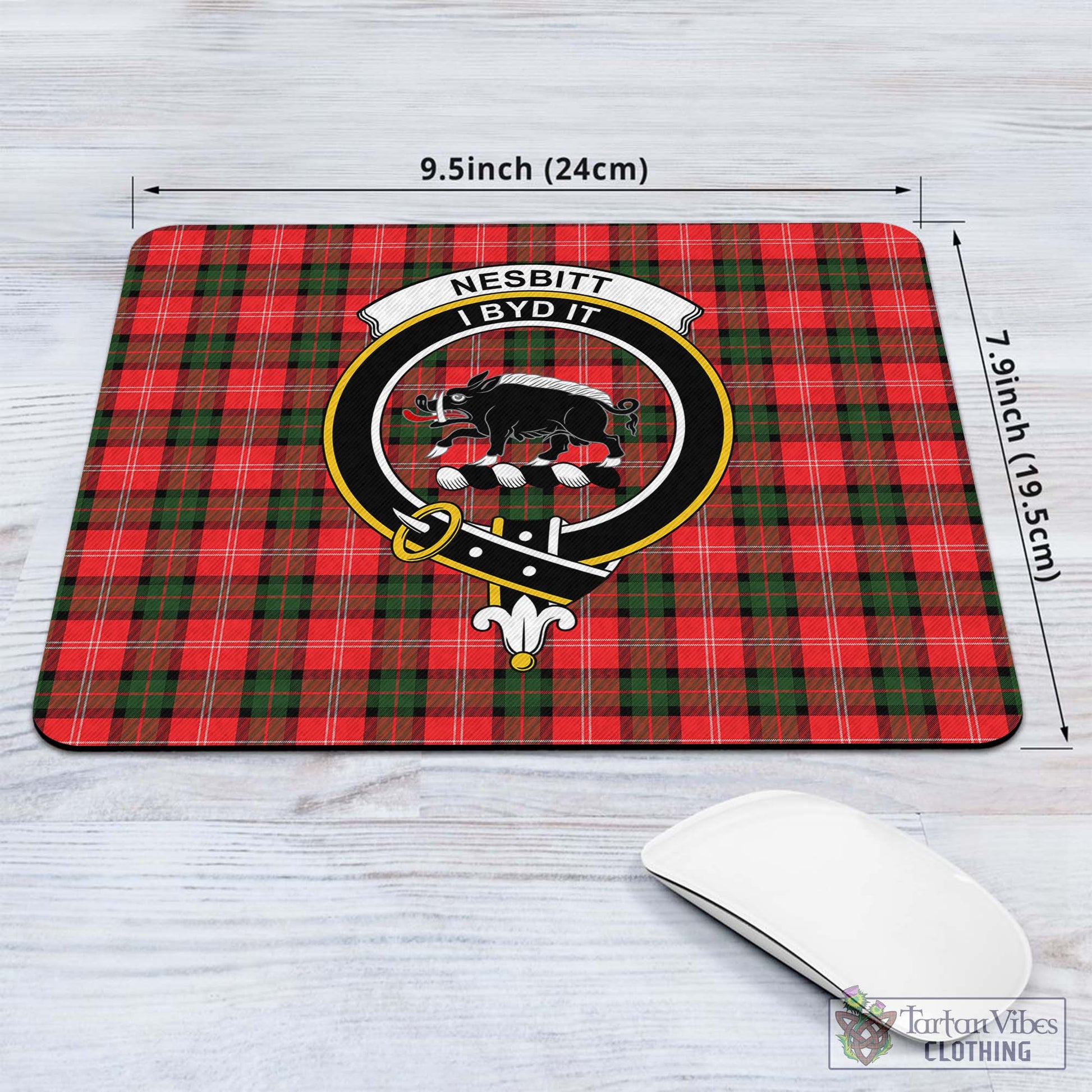 Tartan Vibes Clothing Nesbitt Modern Tartan Mouse Pad with Family Crest