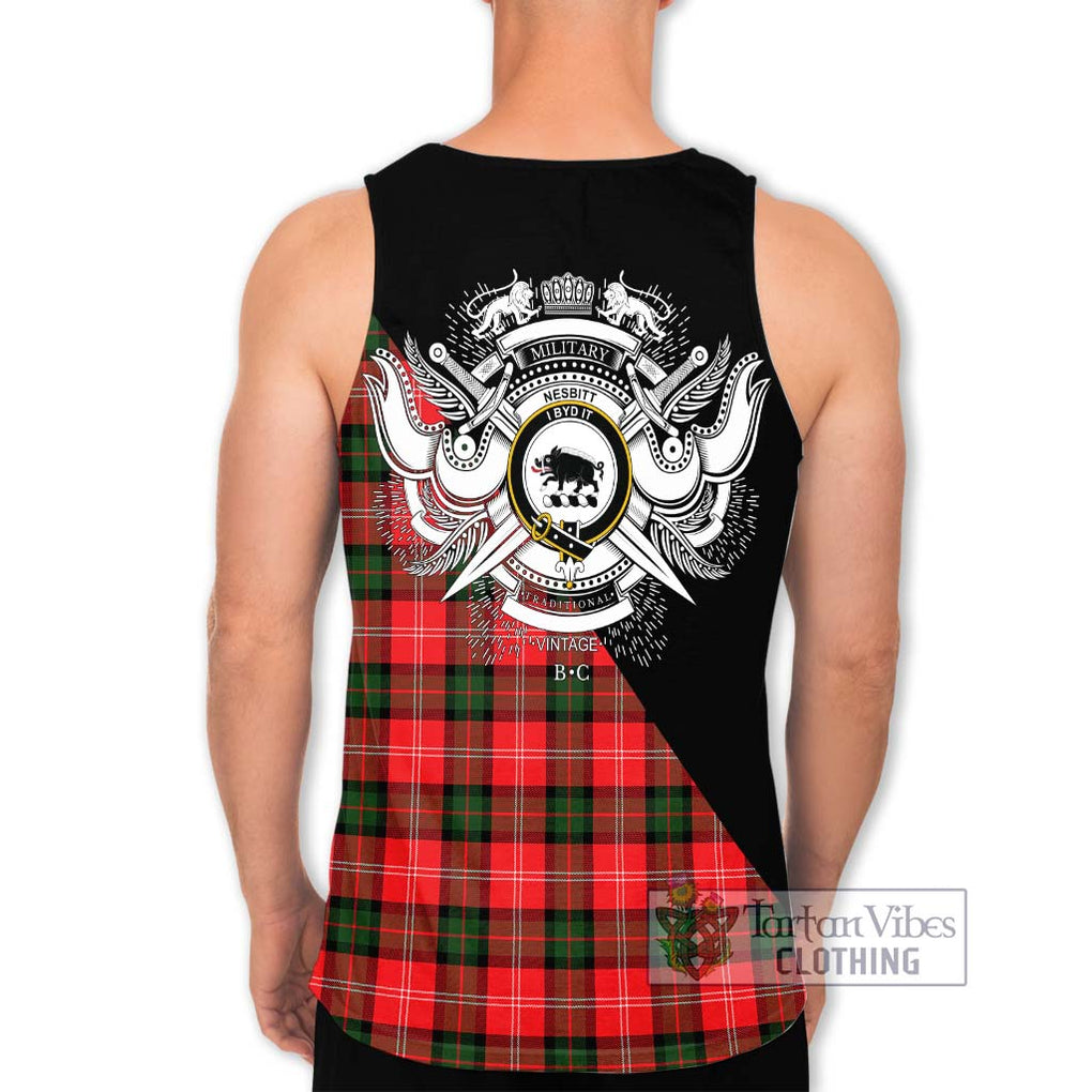 Nesbitt (Nisbet) Tartan Men's Tank Top with Family Crest and Military Logo Style - Tartanvibesclothing Shop