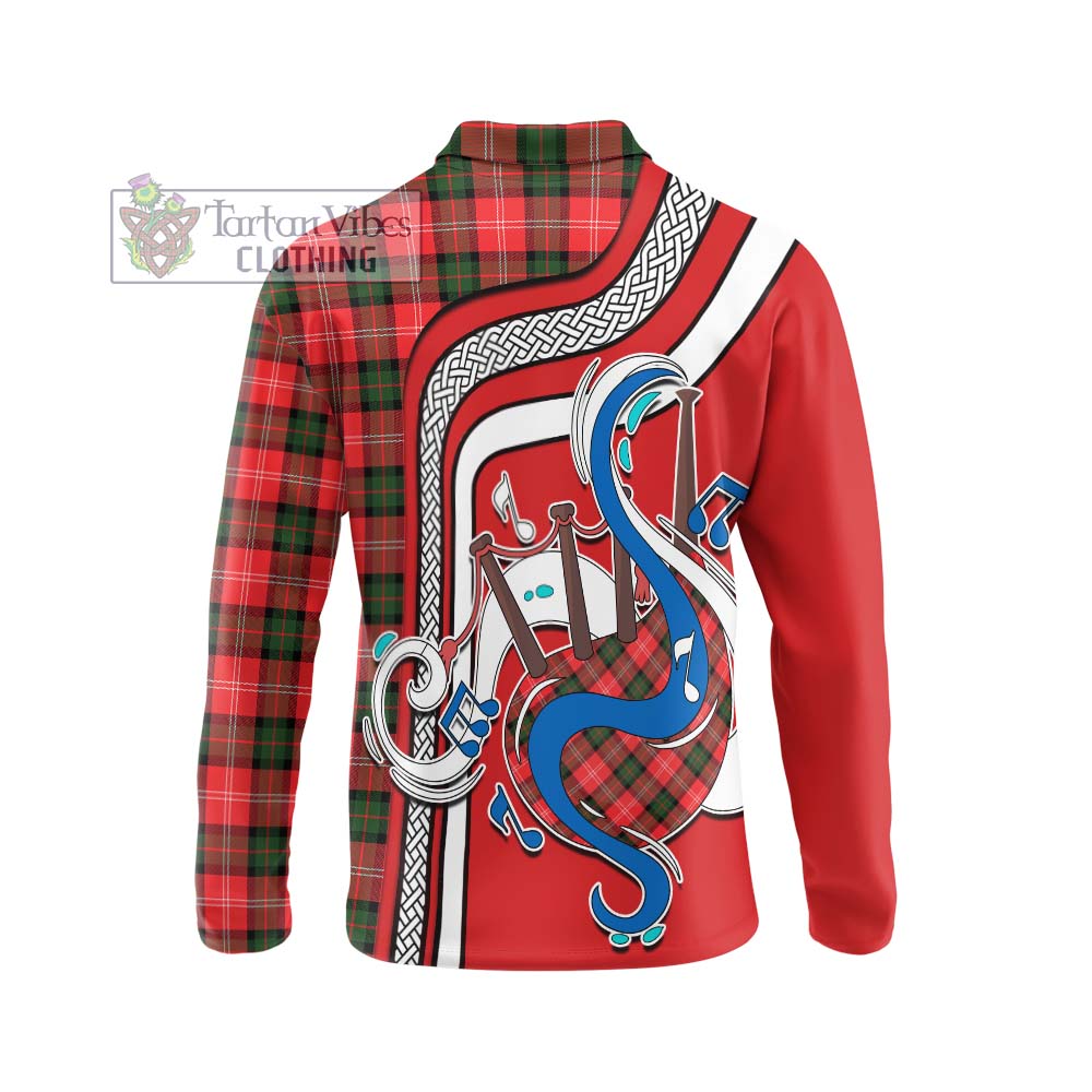 Tartan Vibes Clothing Nesbitt Modern Tartan Long Sleeve Polo Shirt with Epic Bagpipe Style