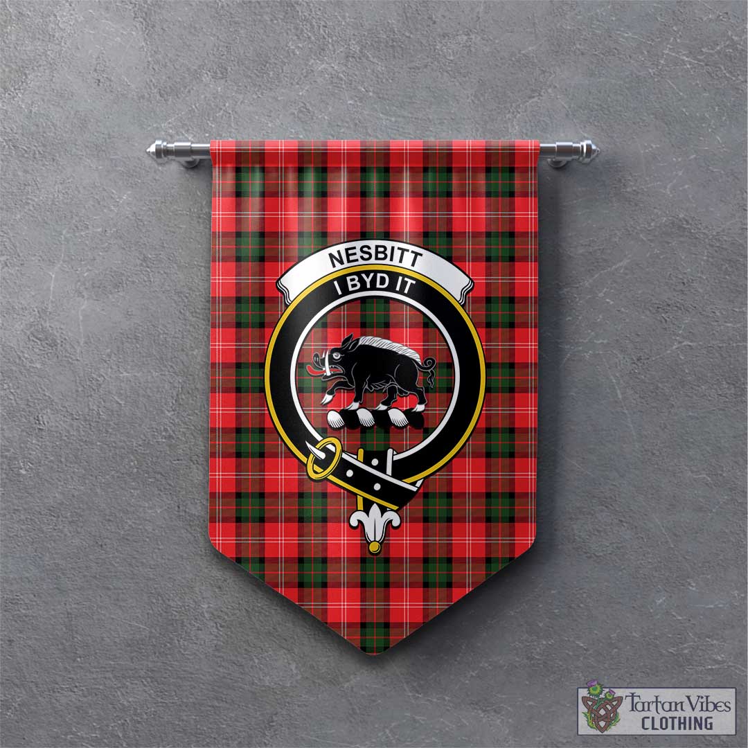 Tartan Vibes Clothing Nesbitt Modern Tartan Gonfalon, Tartan Banner with Family Crest