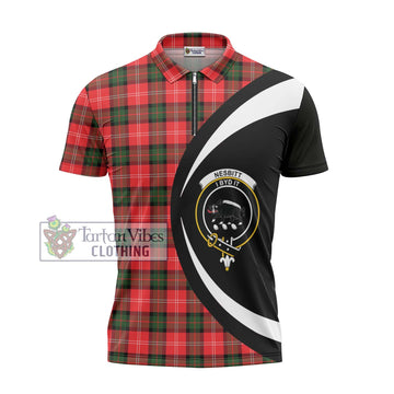 Nesbitt (Nisbet) Tartan Zipper Polo Shirt with Family Crest Circle Style