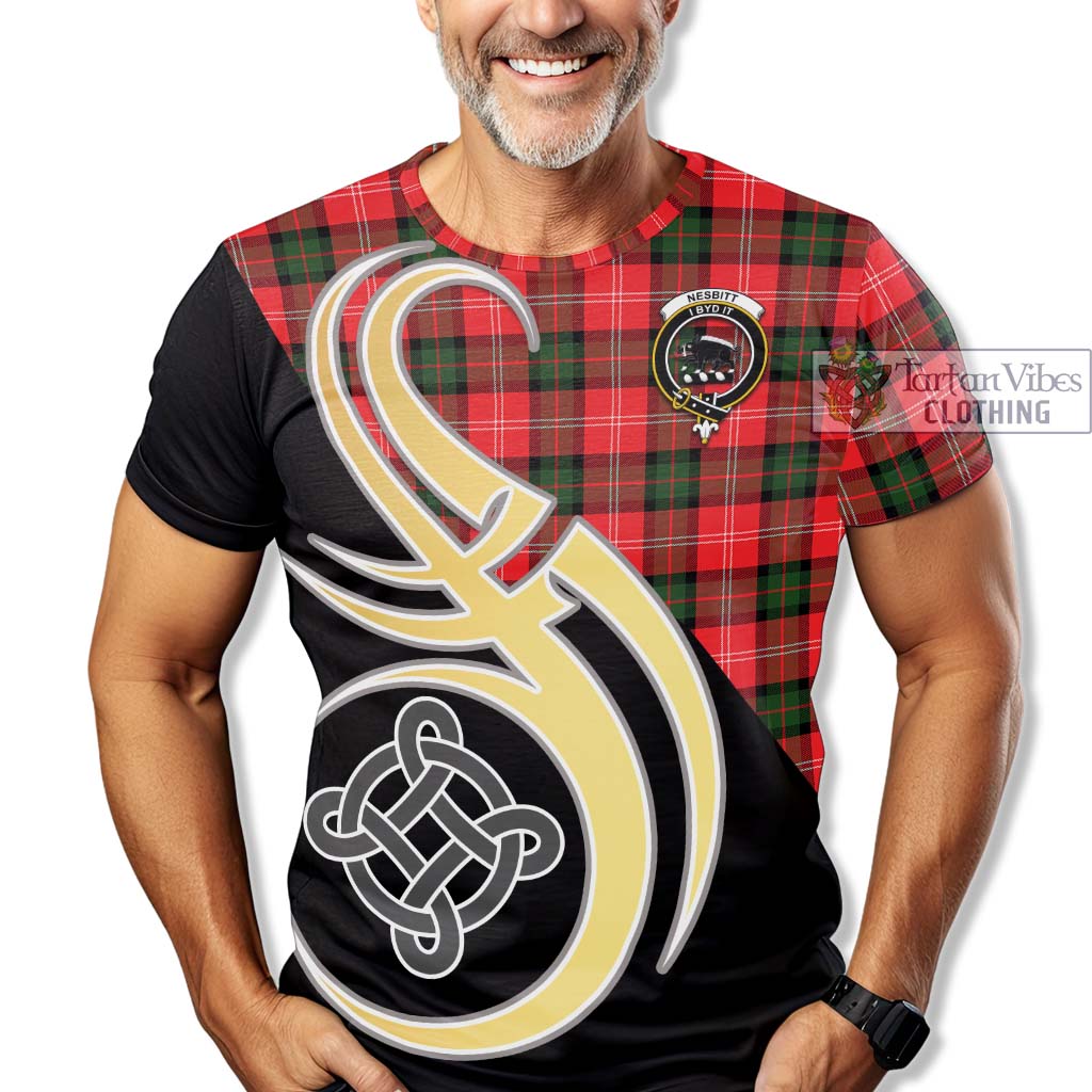 Tartan Vibes Clothing Nesbitt Modern Tartan T-Shirt with Family Crest and Celtic Symbol Style