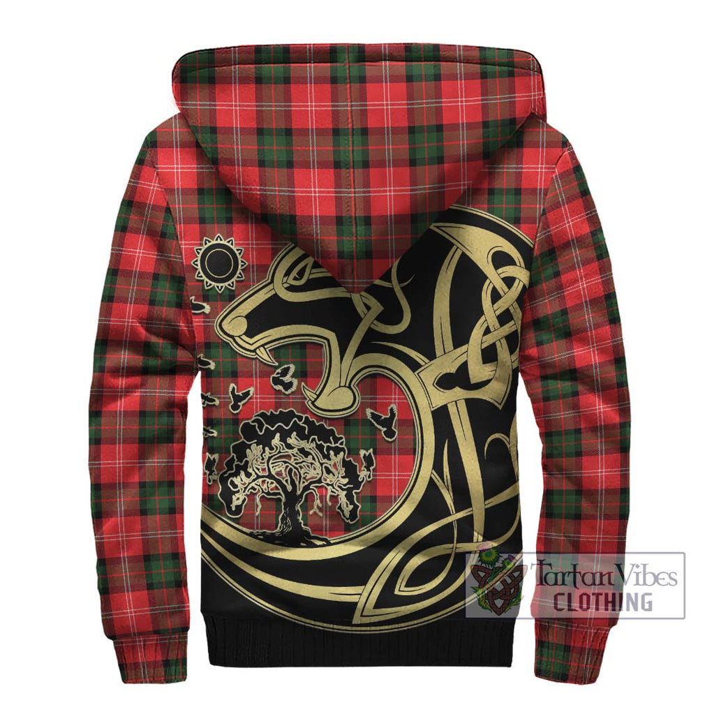 Nesbitt (Nisbet) Tartan Sherpa Hoodie with Family Crest Celtic Wolf Style - Tartan Vibes Clothing