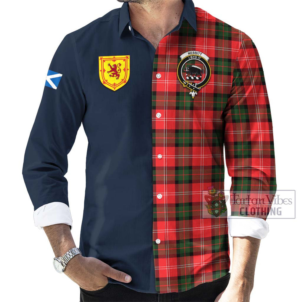 Tartan Vibes Clothing Nesbitt Modern Tartan Long Sleeve Button Shirt with Scottish Lion Royal Arm Half Style