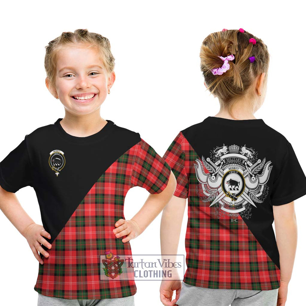 Nesbitt (Nisbet) Tartan Kid T-Shirt with Family Crest and Military Logo Style - Tartanvibesclothing Shop