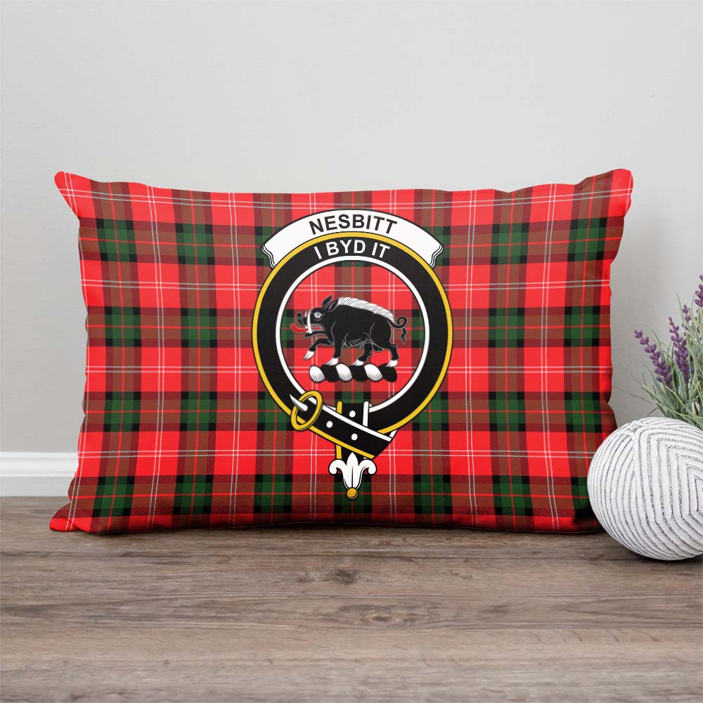 Nesbitt Modern Tartan Pillow Cover with Family Crest Rectangle Pillow Cover - Tartanvibesclothing