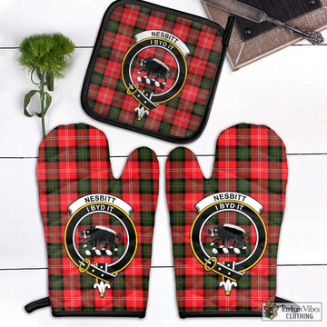 Nesbitt (Nisbet) Tartan Combo Oven Mitt & Pot-Holder with Family Crest