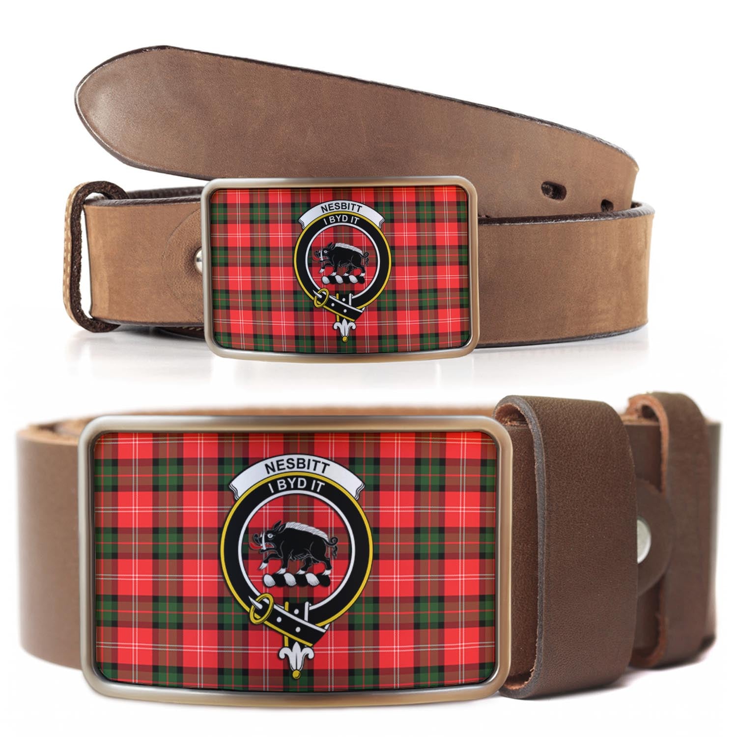 Nesbitt (Nisbet) Tartan Belt Buckles with Family Crest - Tartan Vibes Clothing