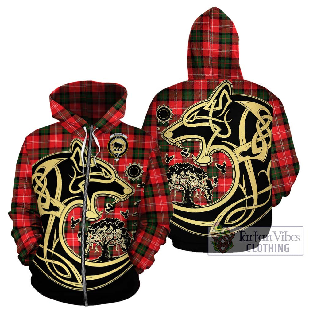 Nesbitt (Nisbet) Tartan Hoodie with Family Crest Celtic Wolf Style - Tartan Vibes Clothing