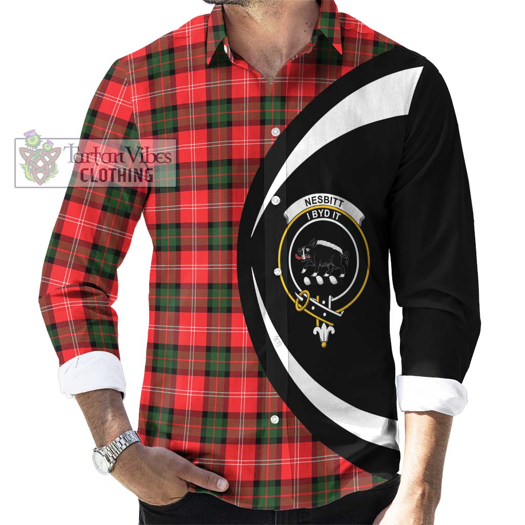 Nesbitt (Nisbet) Tartan Long Sleeve Button Up with Family Crest Circle Style - Tartan Vibes Clothing