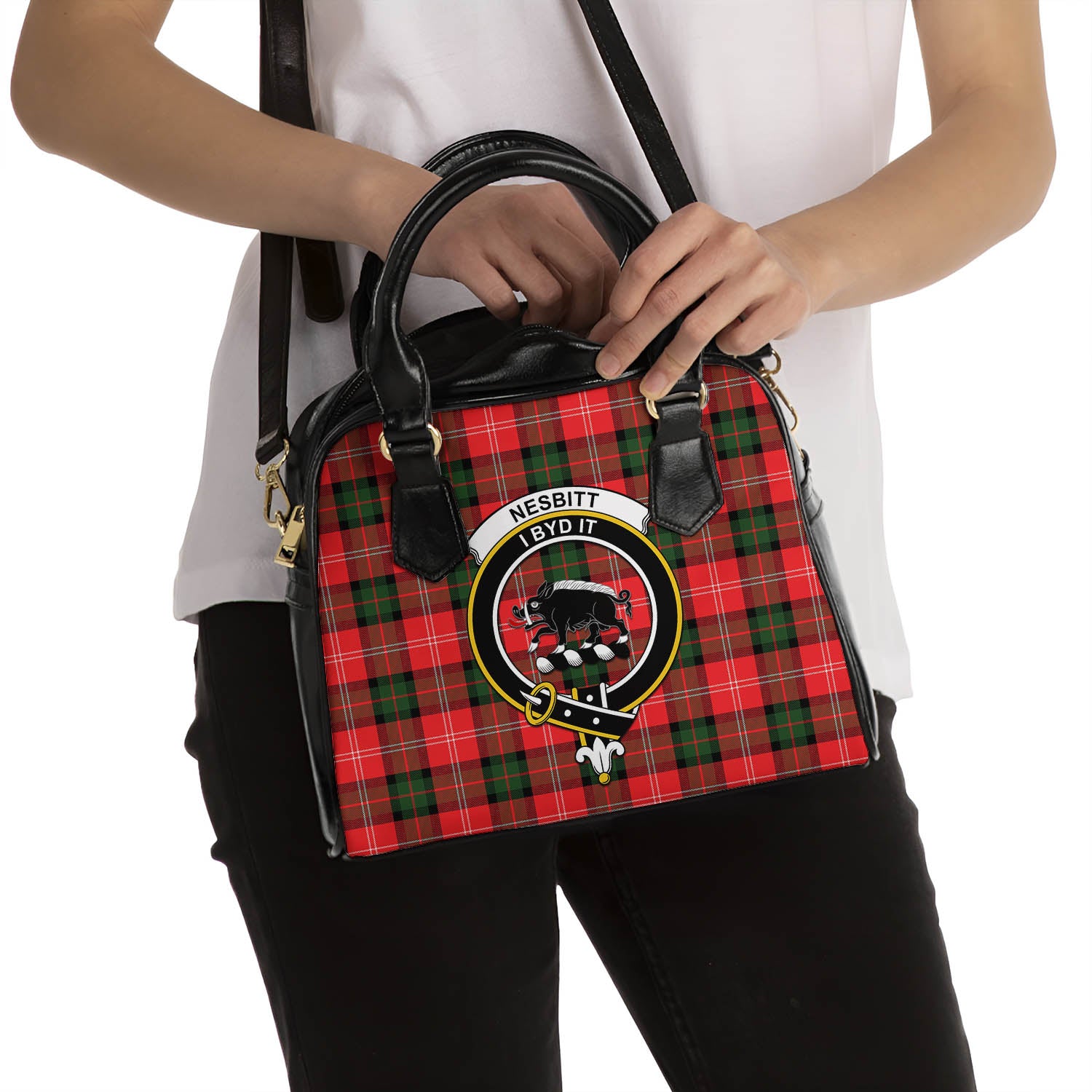 Nesbitt Modern Tartan Shoulder Handbags with Family Crest - Tartanvibesclothing