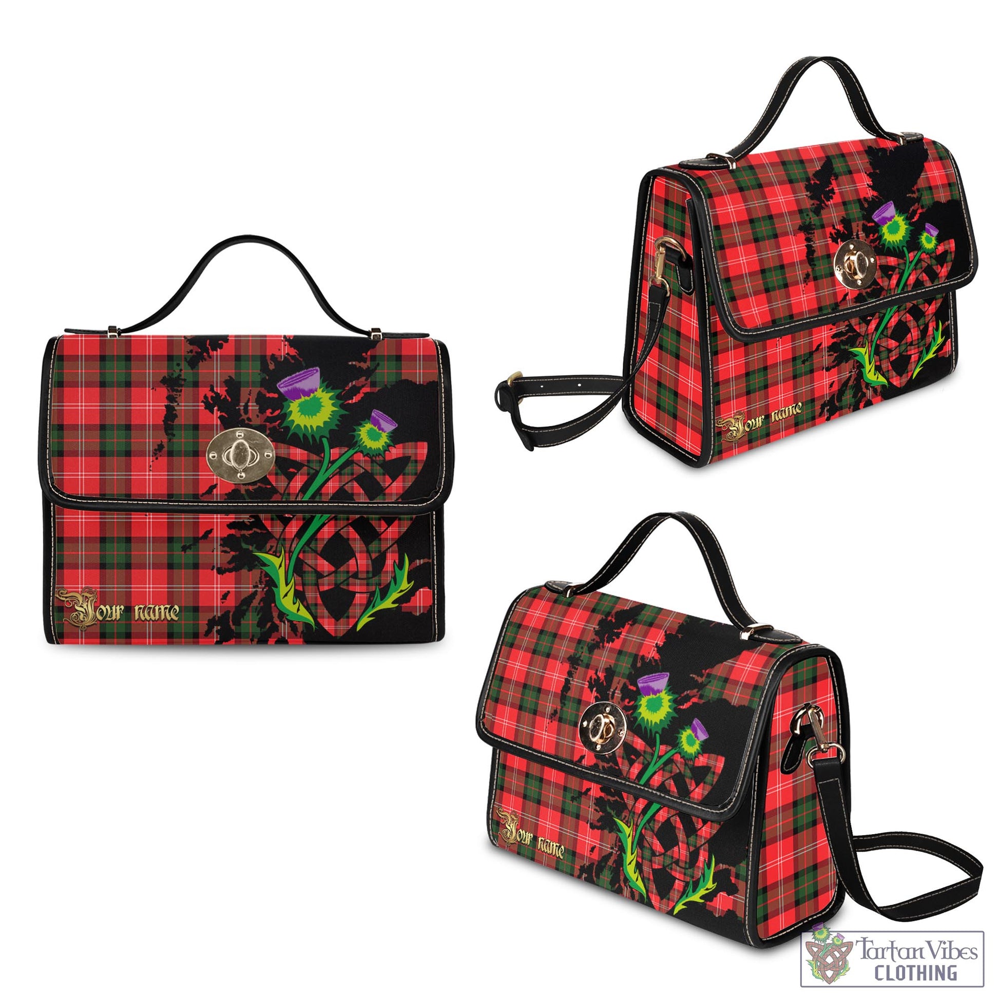 Tartan Vibes Clothing Nesbitt Modern Tartan Waterproof Canvas Bag with Scotland Map and Thistle Celtic Accents