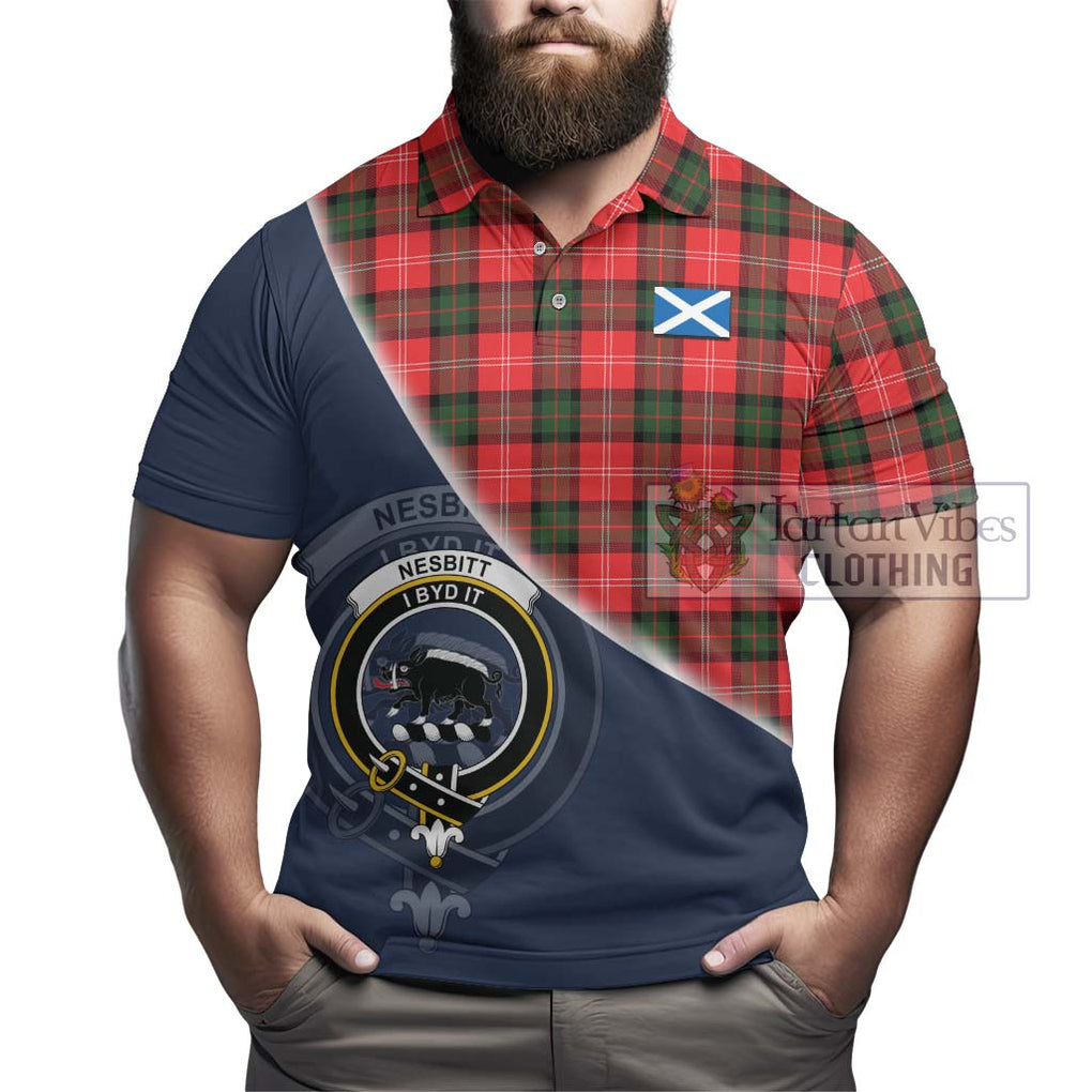 Nesbitt (Nisbet) Tartan Polo Shirt with Personalised National Flag and Family Crest Half Style - Tartanvibesclothing Shop