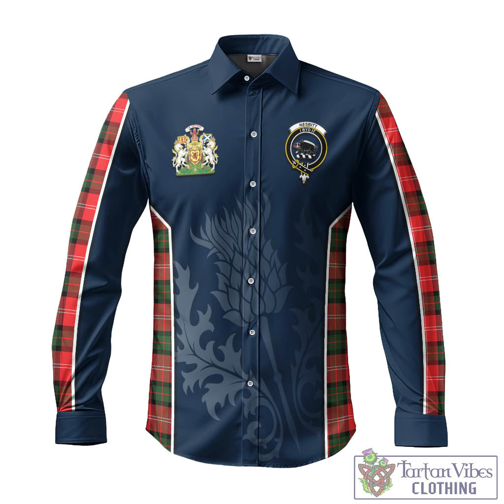 Tartan Vibes Clothing Nesbitt Modern Tartan Long Sleeve Button Up Shirt with Family Crest and Scottish Thistle Vibes Sport Style