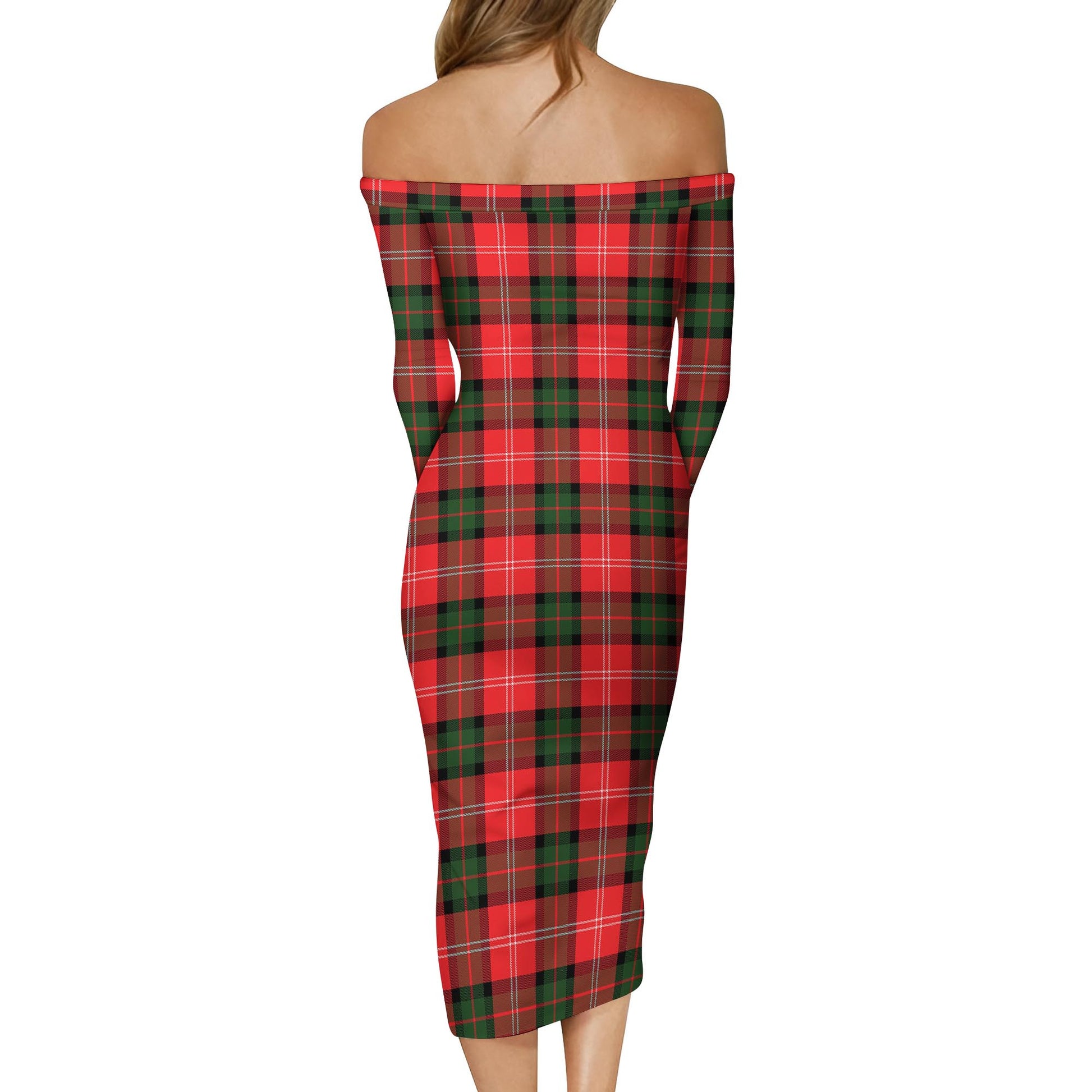 Nesbitt Modern Tartan Off Shoulder Lady Dress - Tartanvibesclothing