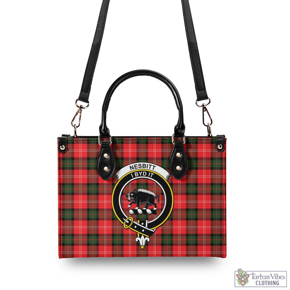 Tartan Vibes Clothing Nesbitt Modern Tartan Luxury Leather Handbags with Family Crest