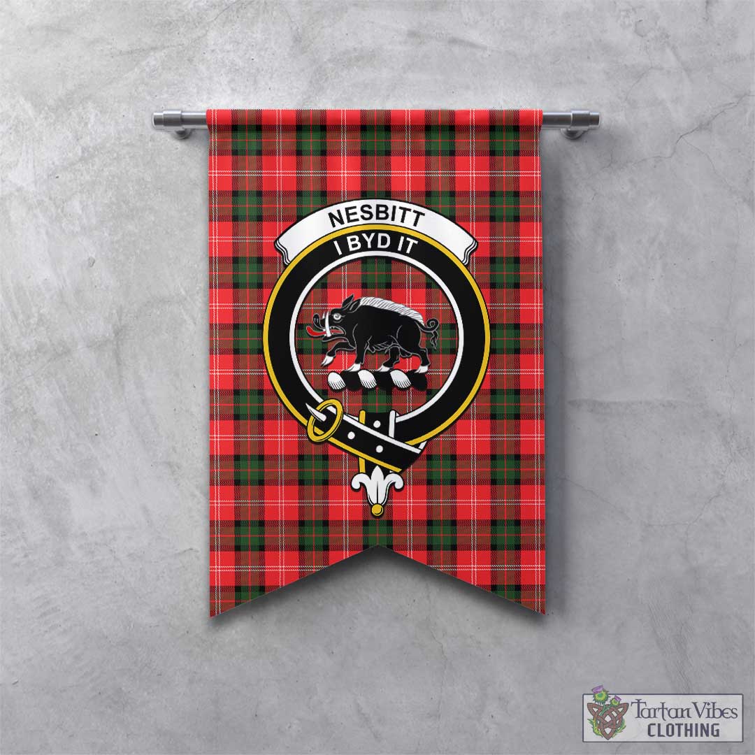 Tartan Vibes Clothing Nesbitt Modern Tartan Gonfalon, Tartan Banner with Family Crest