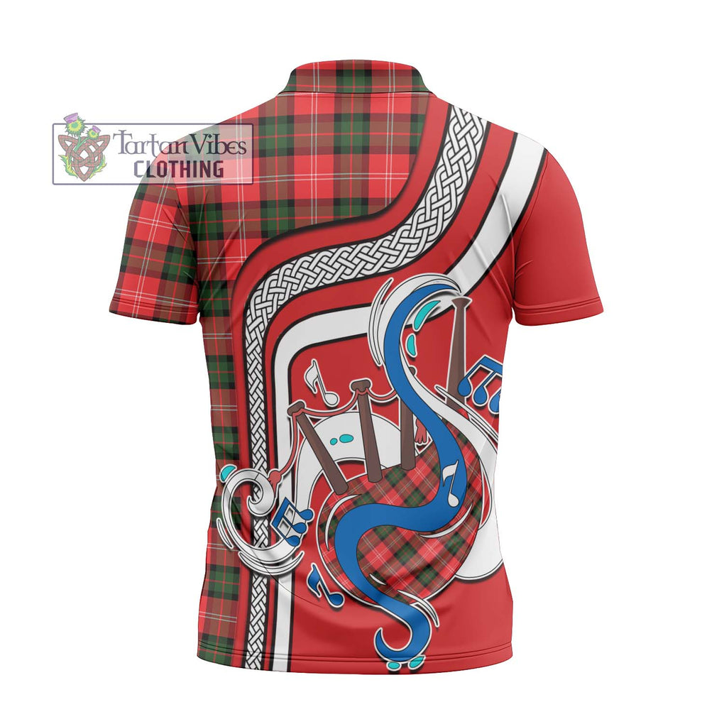 Nesbitt (Nisbet) Tartan Zipper Polo Shirt with Epic Bagpipe Style - Tartanvibesclothing Shop