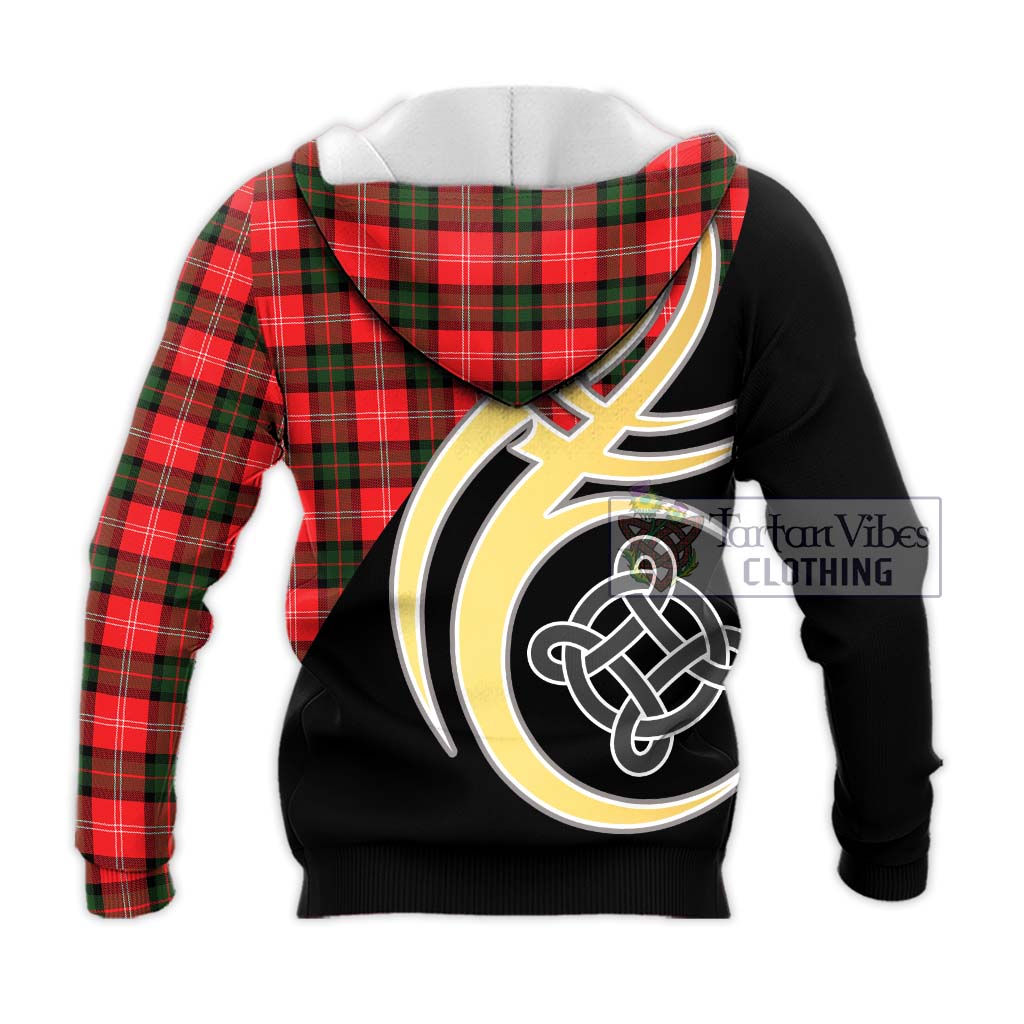 Tartan Vibes Clothing Nesbitt Modern Tartan Knitted Hoodie with Family Crest and Celtic Symbol Style