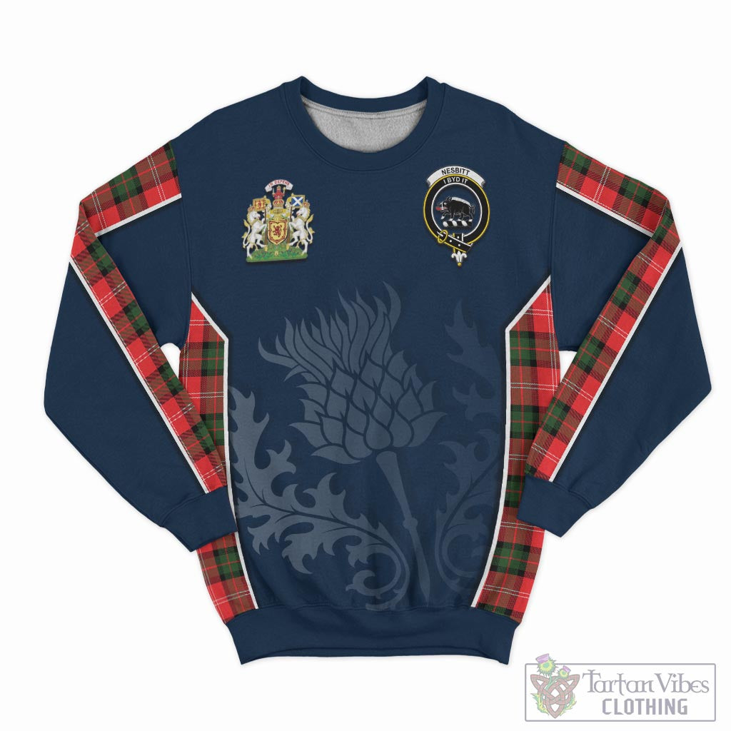 Tartan Vibes Clothing Nesbitt Modern Tartan Sweatshirt with Family Crest and Scottish Thistle Vibes Sport Style