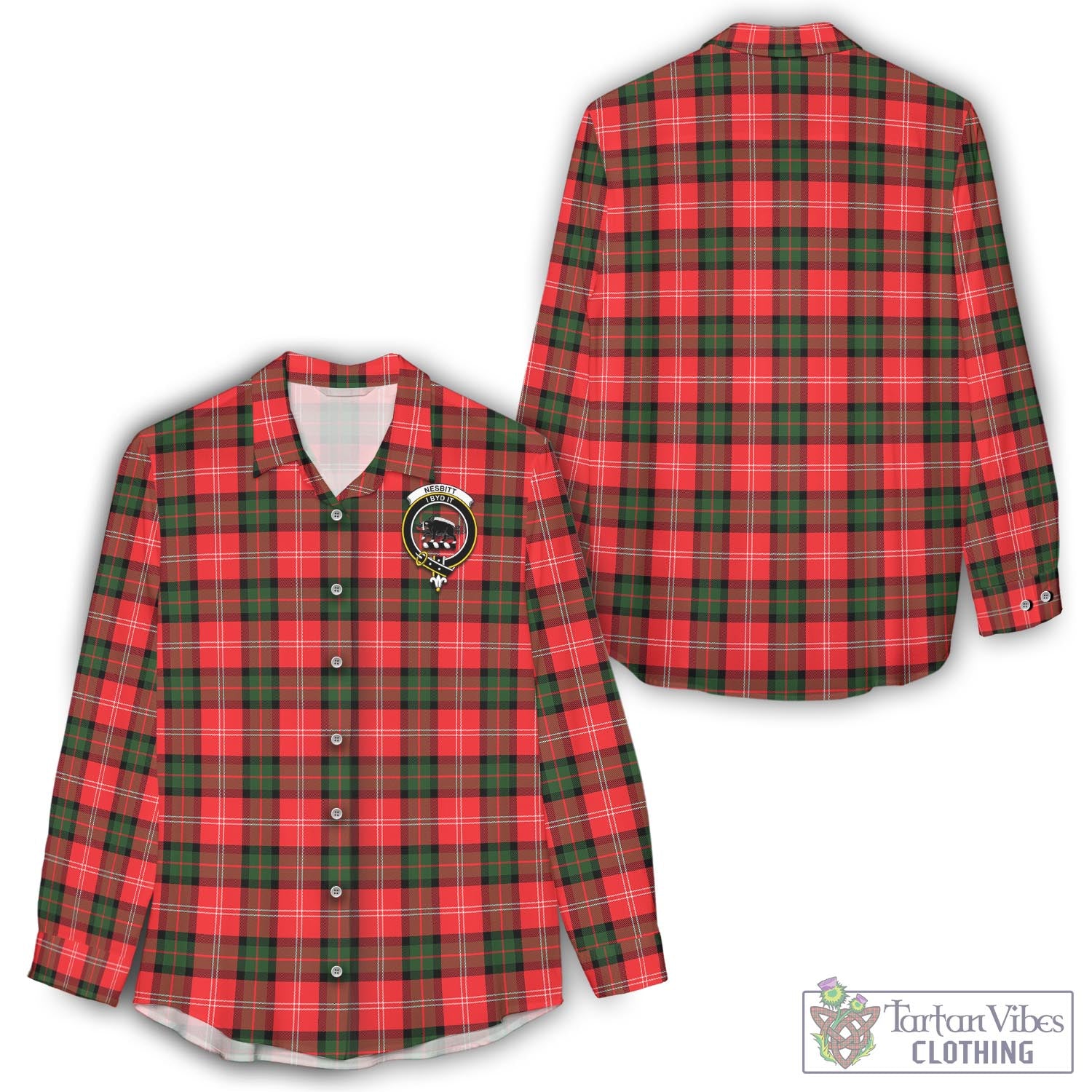 Tartan Vibes Clothing Nesbitt Modern Tartan Womens Casual Shirt with Family Crest