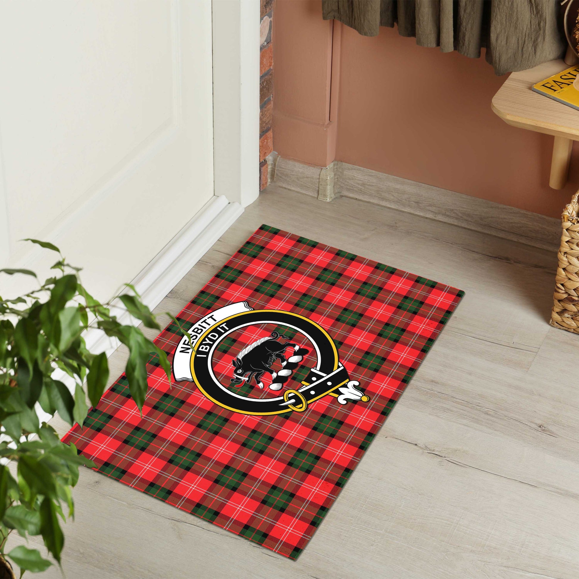 Nesbitt Modern Tartan Door Mat with Family Crest - Tartanvibesclothing