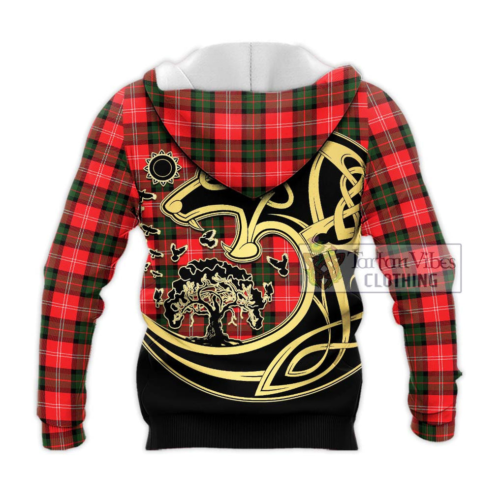 Nesbitt (Nisbet) Tartan Knitted Hoodie with Family Crest Celtic Wolf Style - Tartan Vibes Clothing