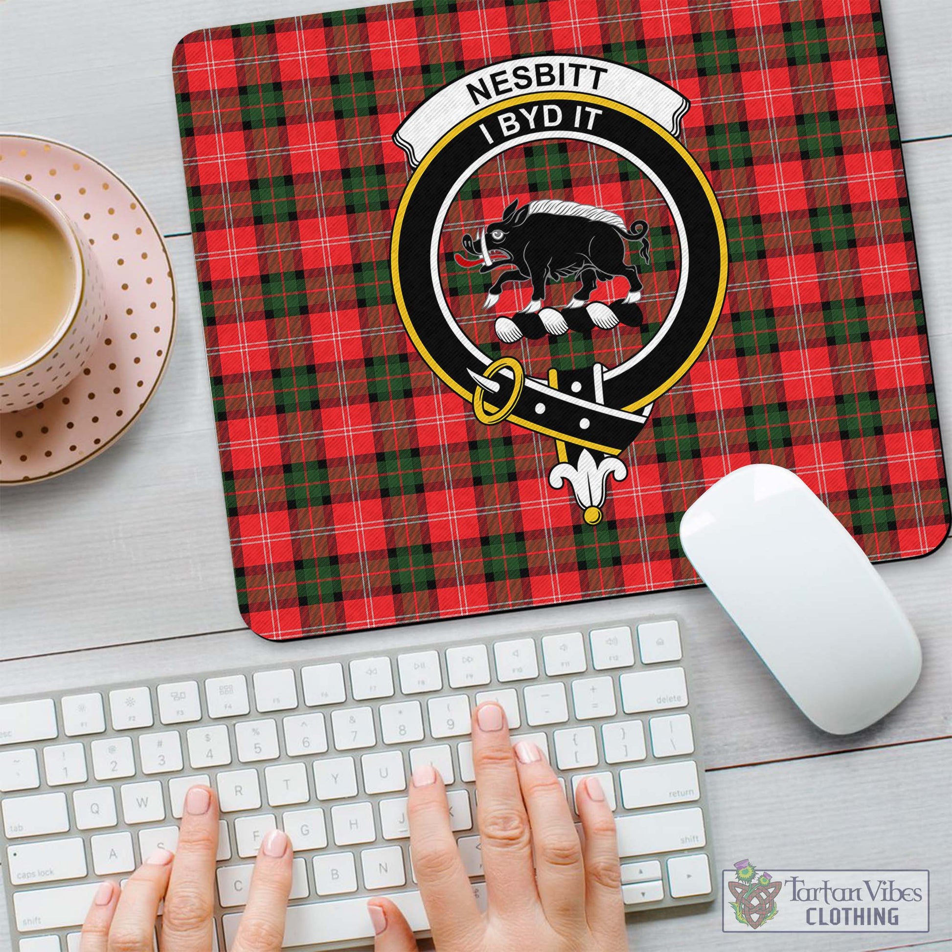 Tartan Vibes Clothing Nesbitt Modern Tartan Mouse Pad with Family Crest