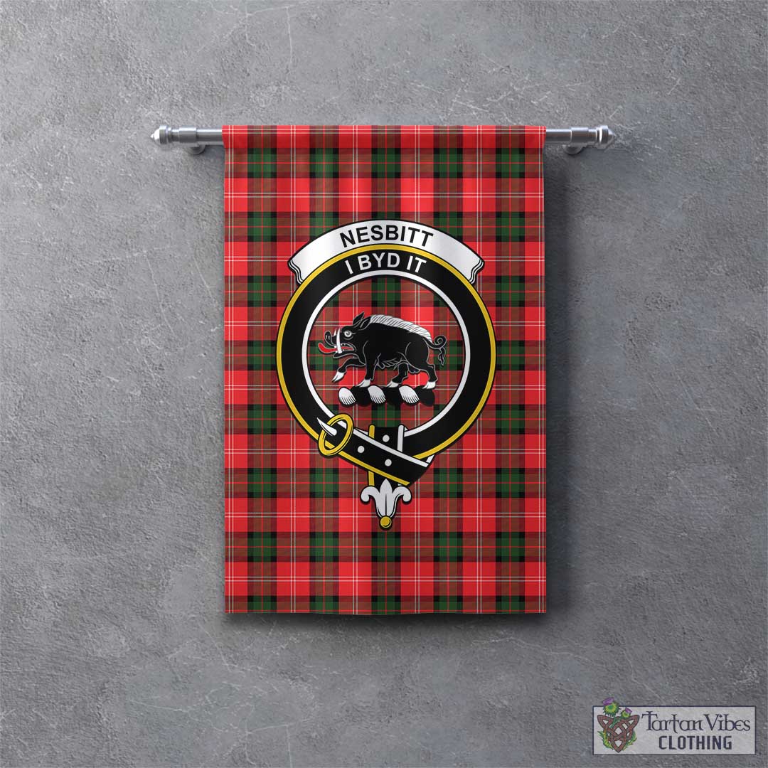 Tartan Vibes Clothing Nesbitt Modern Tartan Gonfalon, Tartan Banner with Family Crest