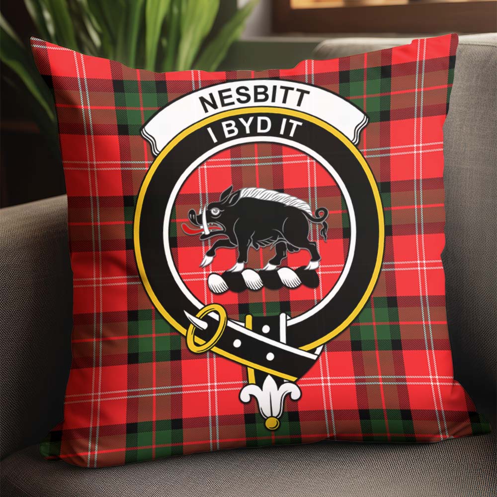 Nesbitt Modern Tartan Pillow Cover with Family Crest - Tartanvibesclothing