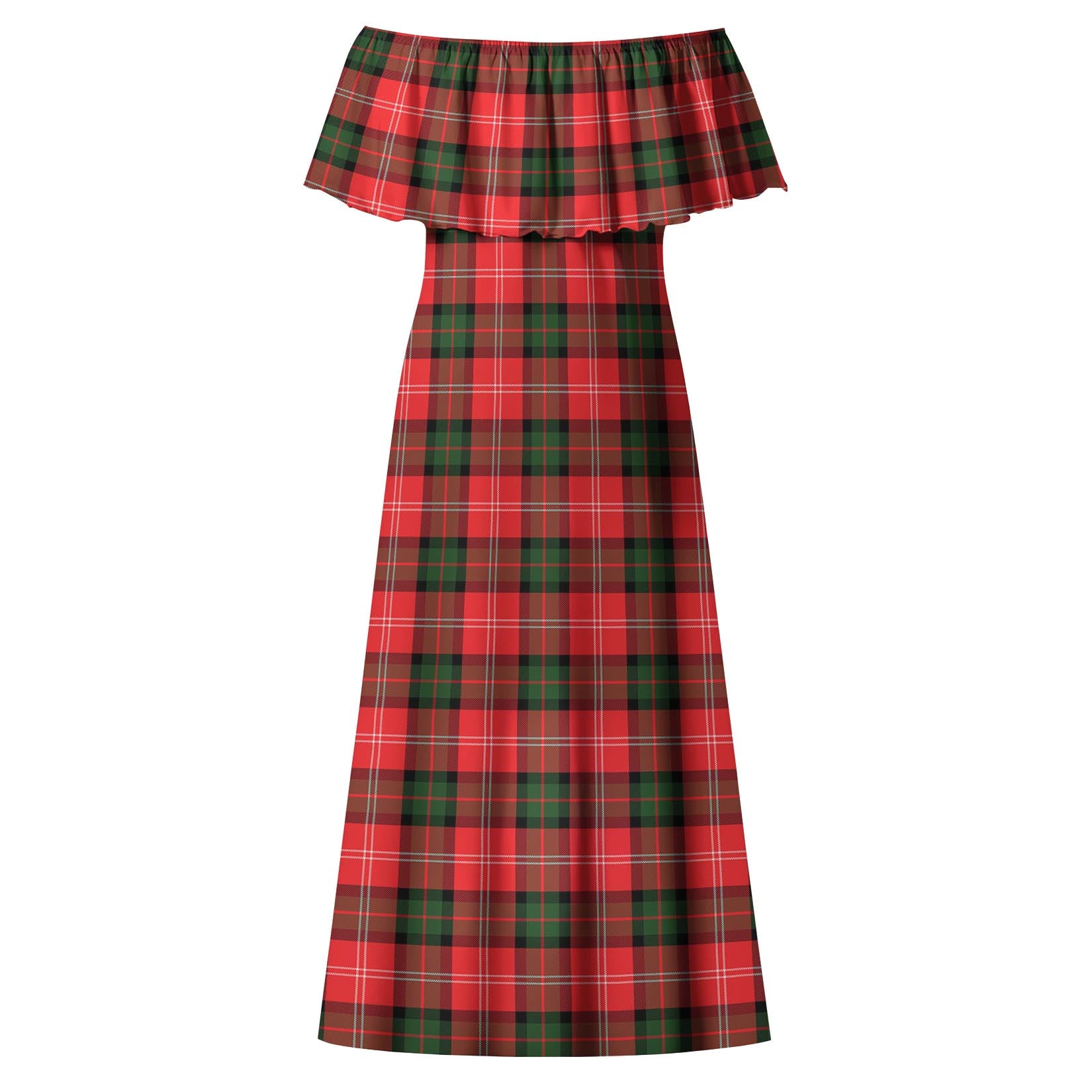 Nesbitt Modern Tartan Off Shoulder Long Dress - Tartanvibesclothing