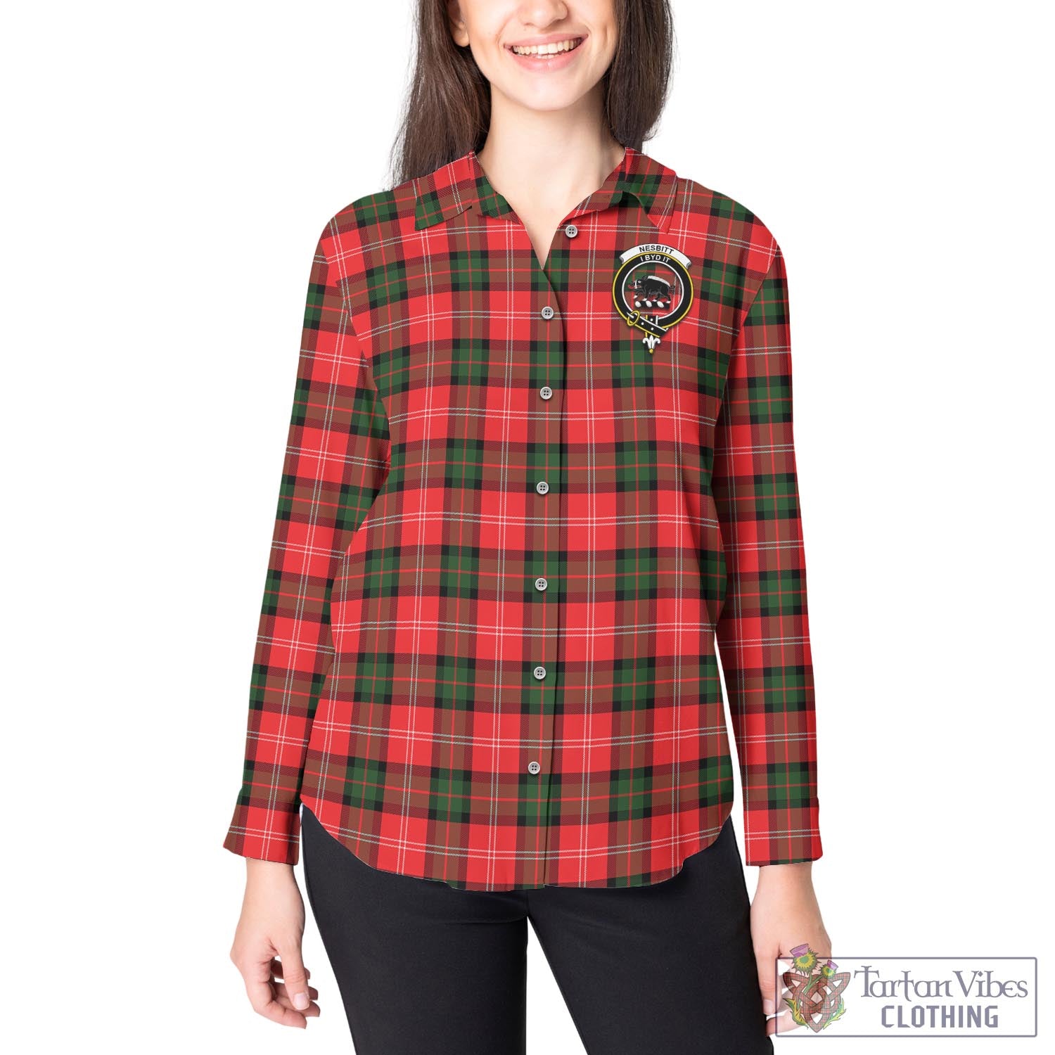 Tartan Vibes Clothing Nesbitt Modern Tartan Womens Casual Shirt with Family Crest