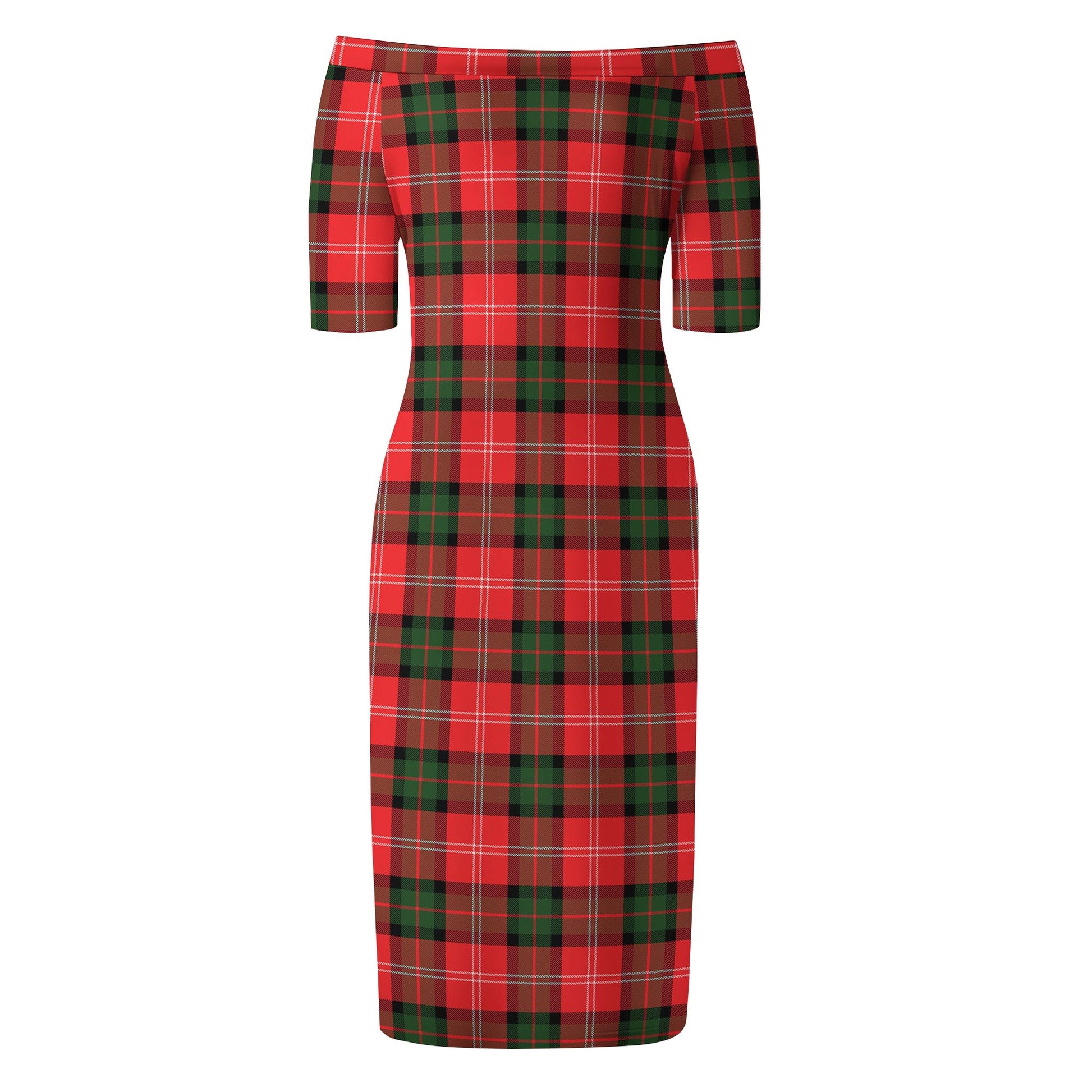 Nesbitt Modern Tartan Off Shoulder Lady Dress - Tartanvibesclothing