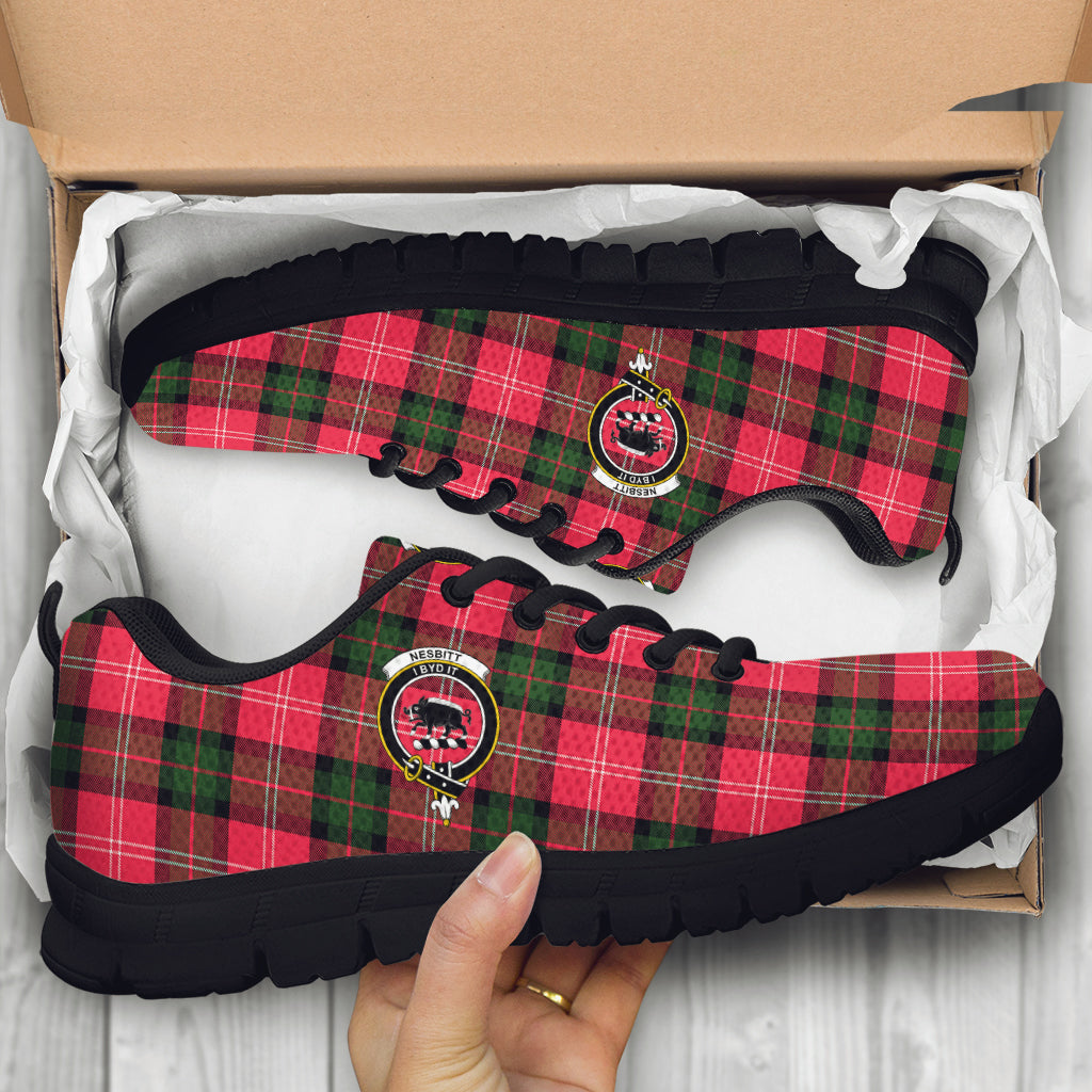 Nesbitt (Nisbet) Tartan Sneakers with Family Crest - Tartan Vibes Clothing