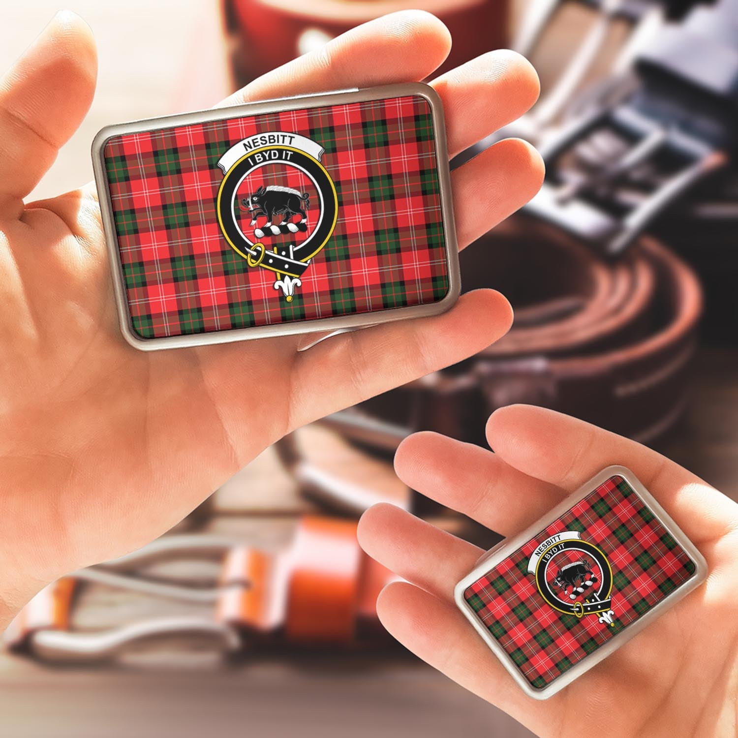 Nesbitt (Nisbet) Tartan Belt Buckles with Family Crest - Tartan Vibes Clothing