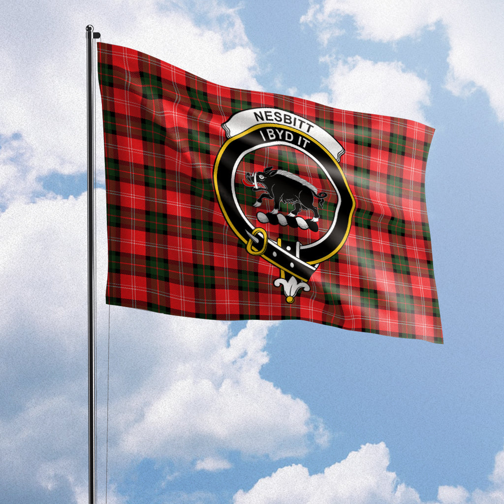 Nesbitt (Nisbet) Tartan Flag with Family Crest House Flag (Horizontal) - Tartan Vibes Clothing