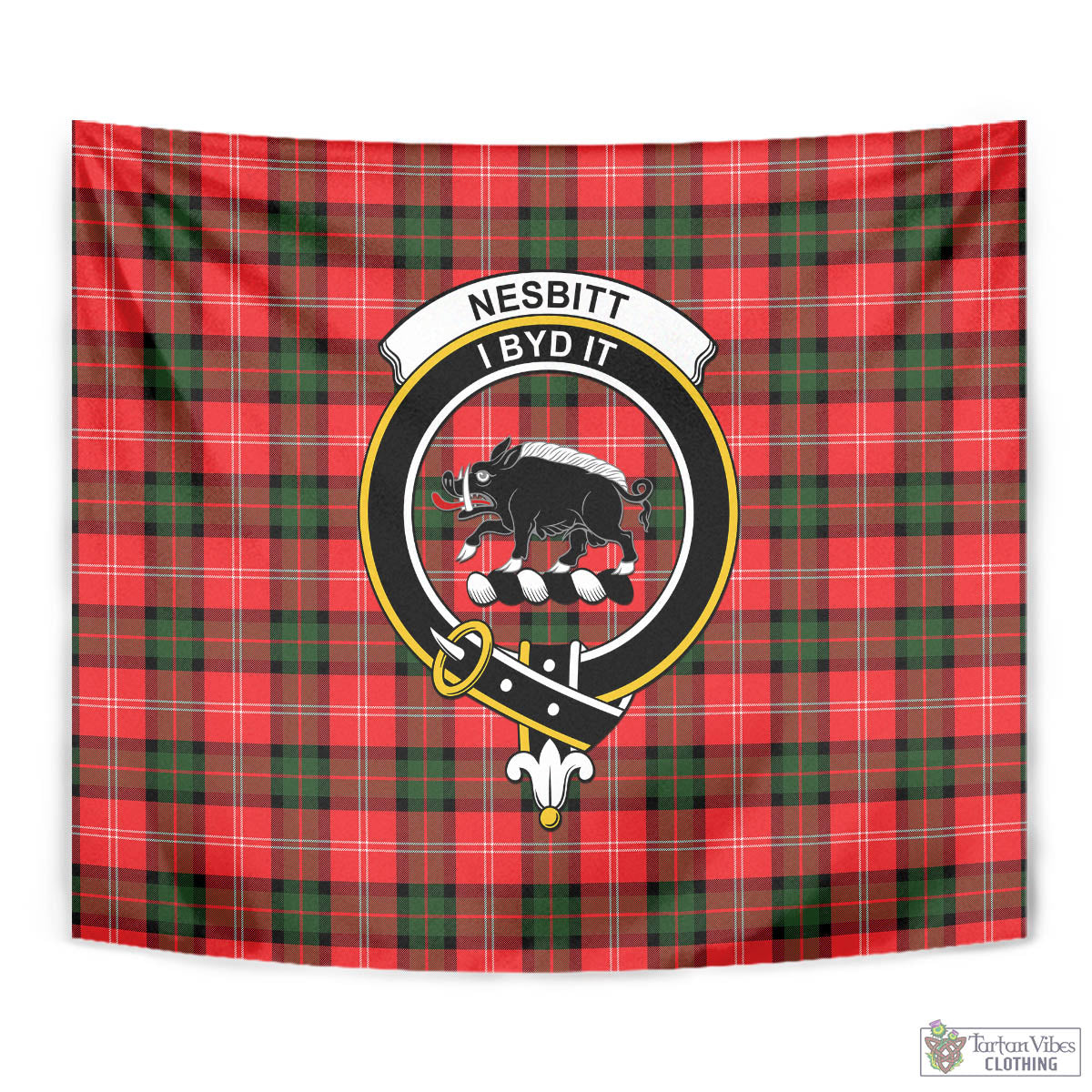 Tartan Vibes Clothing Nesbitt Modern Tartan Tapestry Wall Hanging and Home Decor for Room with Family Crest