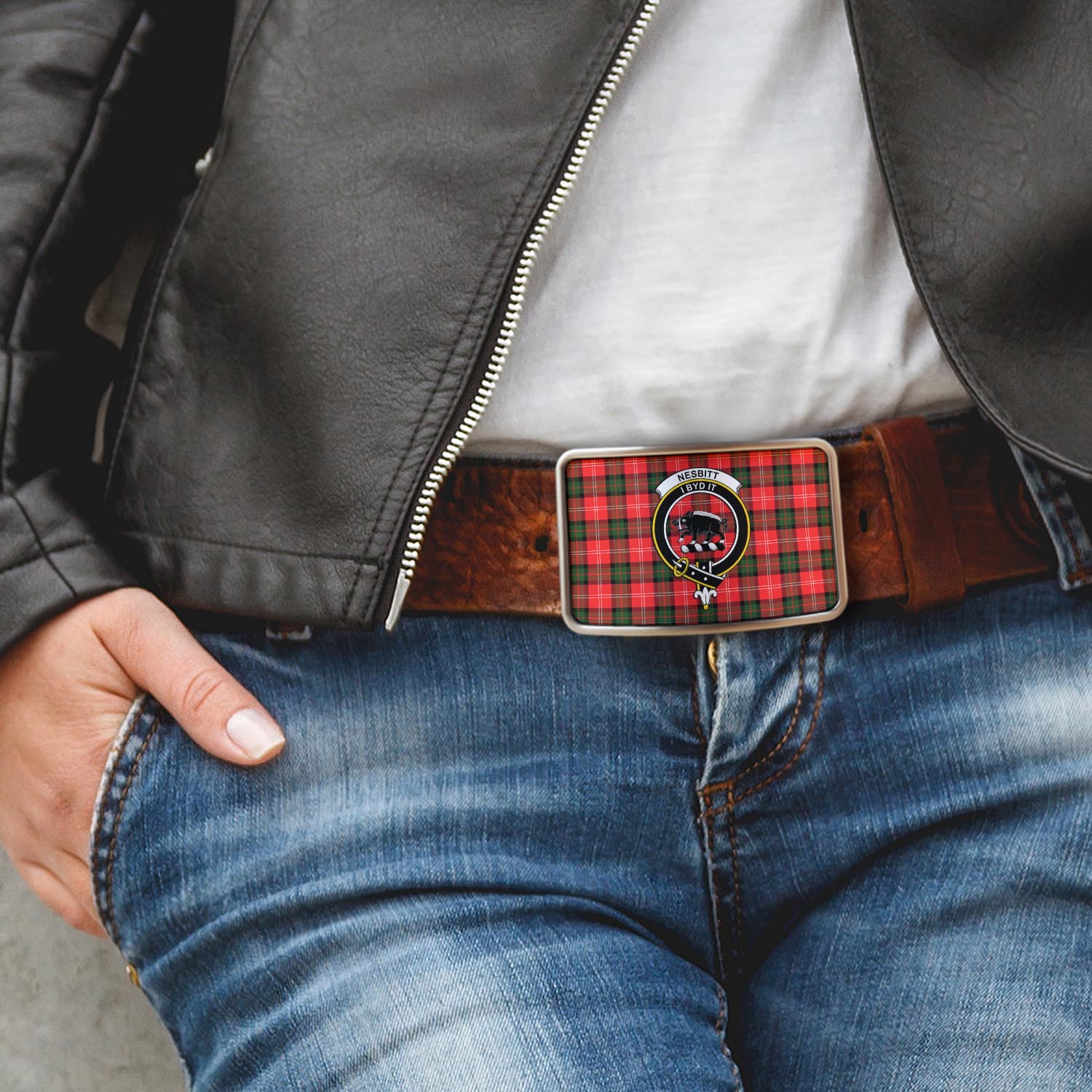 Nesbitt (Nisbet) Tartan Belt Buckles with Family Crest - Tartan Vibes Clothing