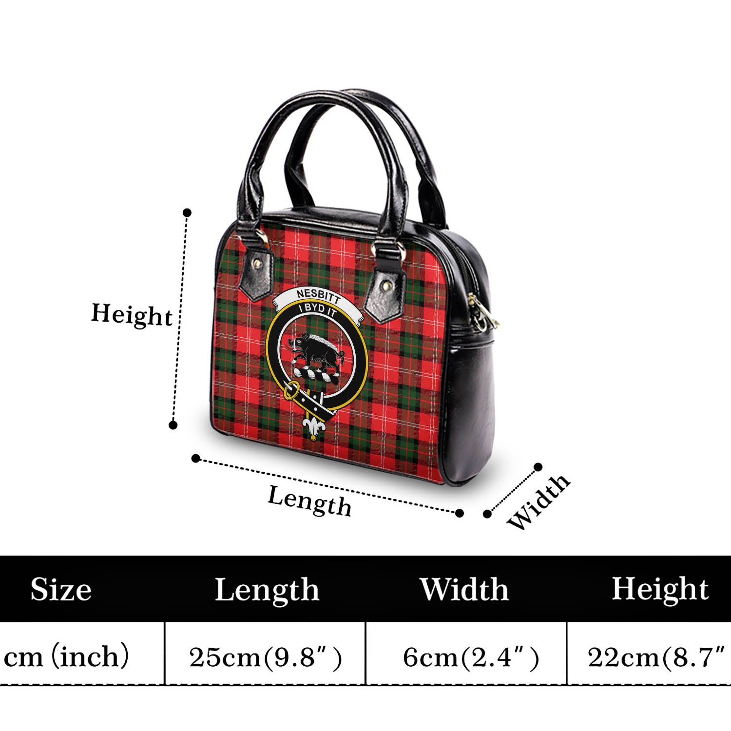 Nesbitt Modern Tartan Shoulder Handbags with Family Crest - Tartanvibesclothing