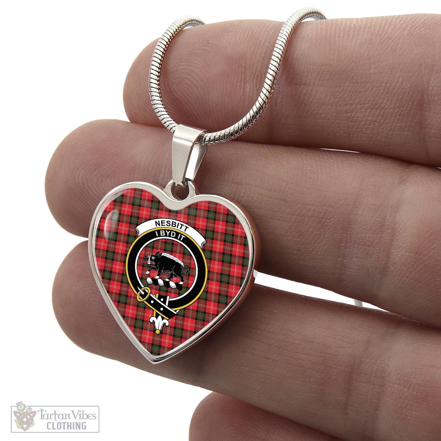 Tartan Vibes Clothing Nesbitt Modern Tartan Heart Necklace with Family Crest