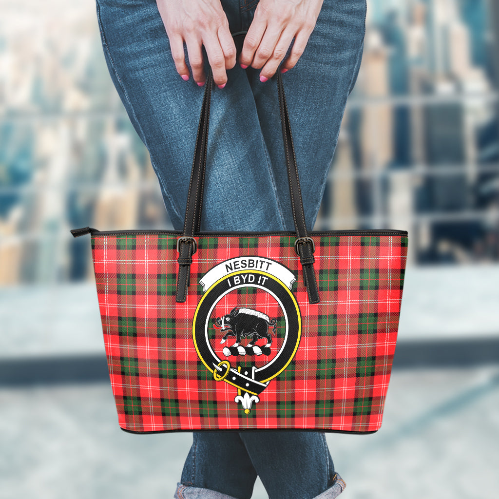 Nesbitt (Nisbet) Tartan Leather Tote Bag with Family Crest - Tartan Vibes Clothing