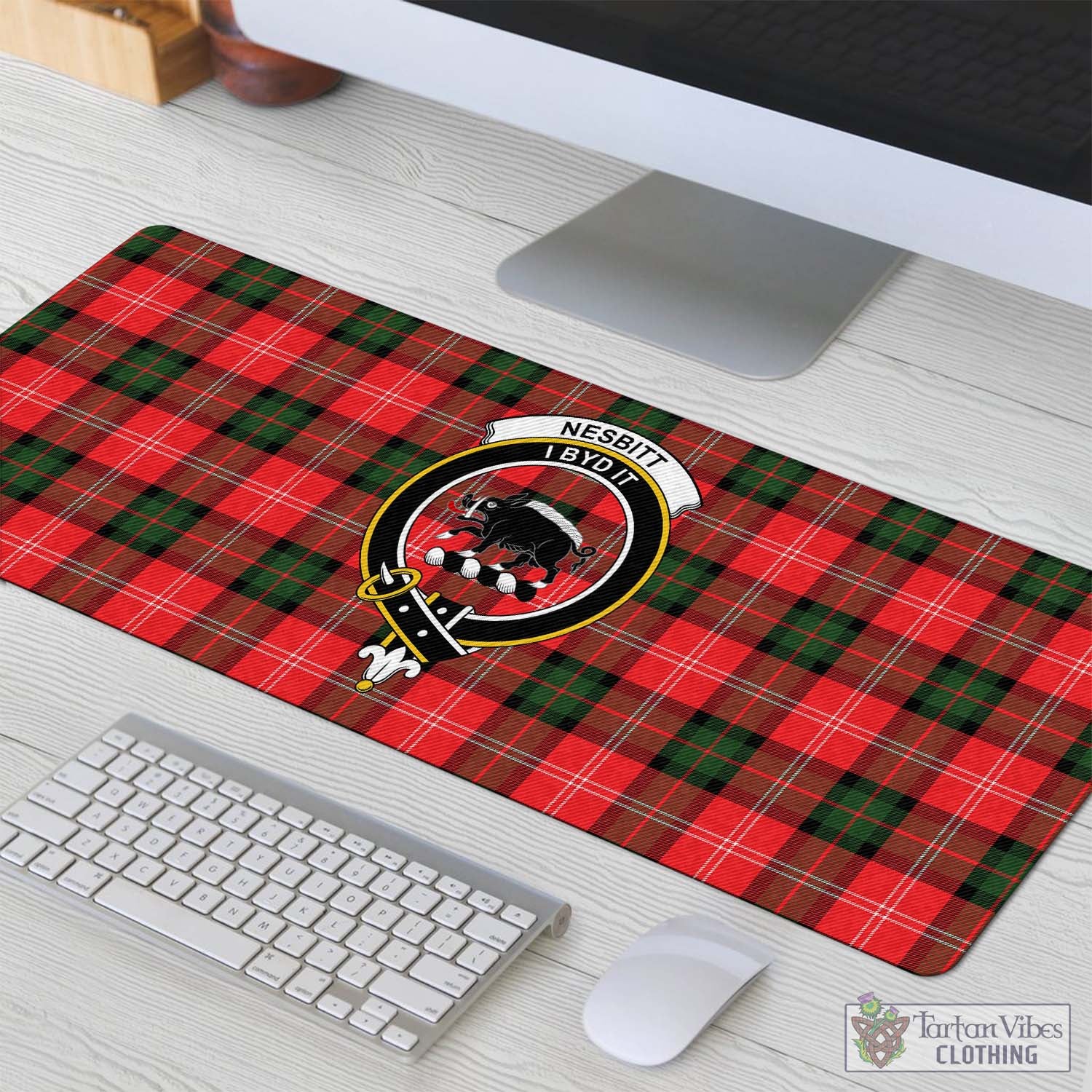 Tartan Vibes Clothing Nesbitt Modern Tartan Mouse Pad with Family Crest