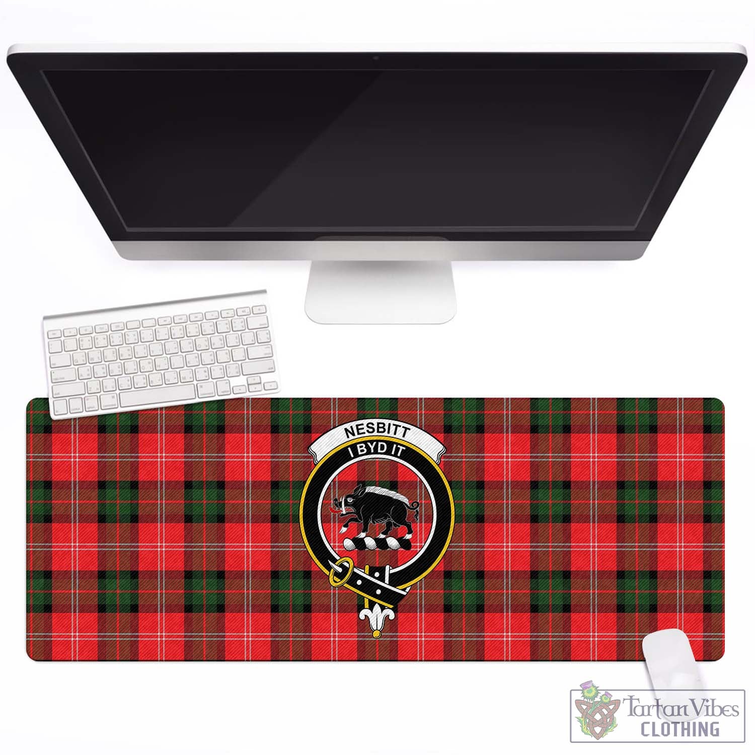 Tartan Vibes Clothing Nesbitt Modern Tartan Mouse Pad with Family Crest