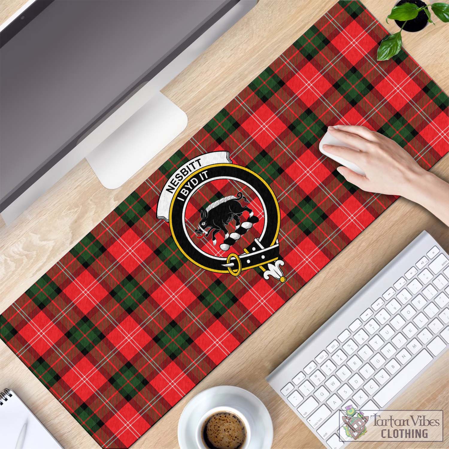 Tartan Vibes Clothing Nesbitt Modern Tartan Mouse Pad with Family Crest