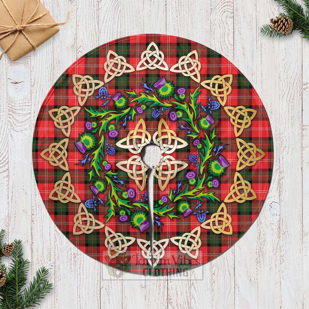 Tartan Vibes Clothing Nesbitt (Nisbet) Tartan Christmas Tree Skirt with Thistle Celtic Knot Style