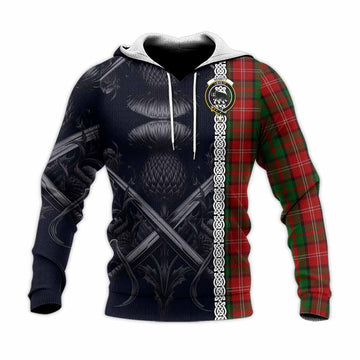 Nesbitt (Nisbet) Tartan Knitted Hoodie with Family Crest Cross Sword Thistle Celtic Vibes