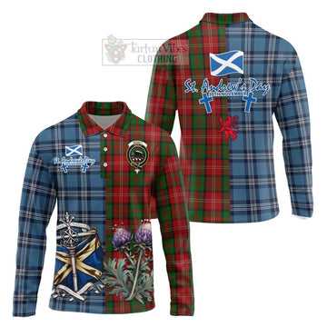 Nesbitt (Nisbet) Tartan Long Sleeve Polo Shirt Happy St. Andrew's Day Half Tartan Style