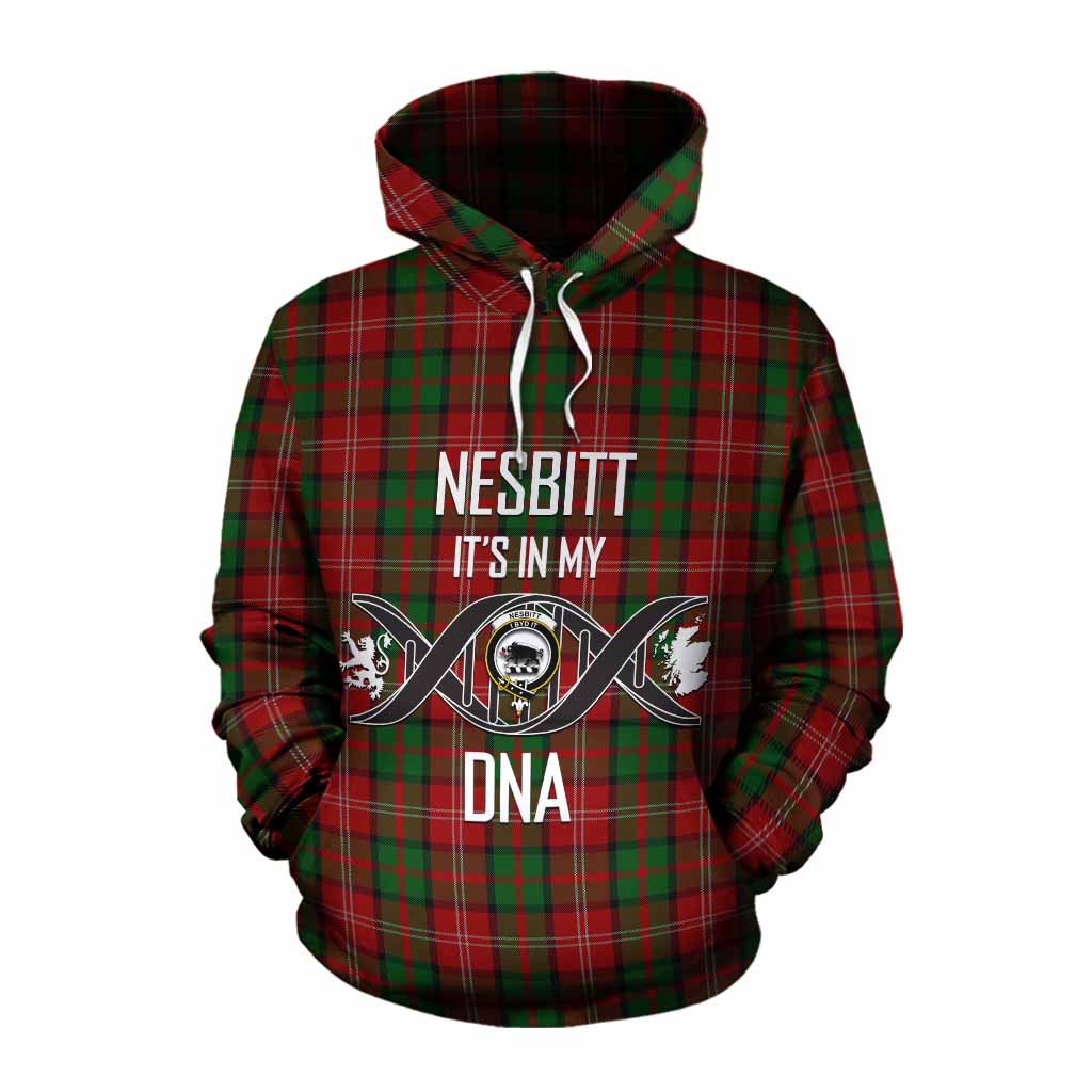 Tartan Vibes Clothing Nesbitt (Nisbet) Tartan Cotton Hoodie with Family Crest DNA In Me Style