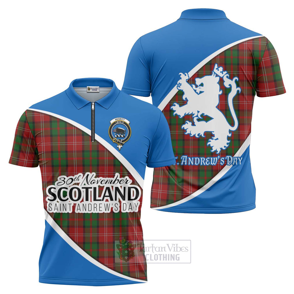 Tartan Vibes Clothing Nesbitt (Nisbet) Family Crest Tartan Zipper Polo Shirt Celebrate Saint Andrew's Day in Style